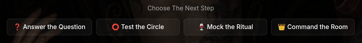 Choose The Next Step options with four clickable choices