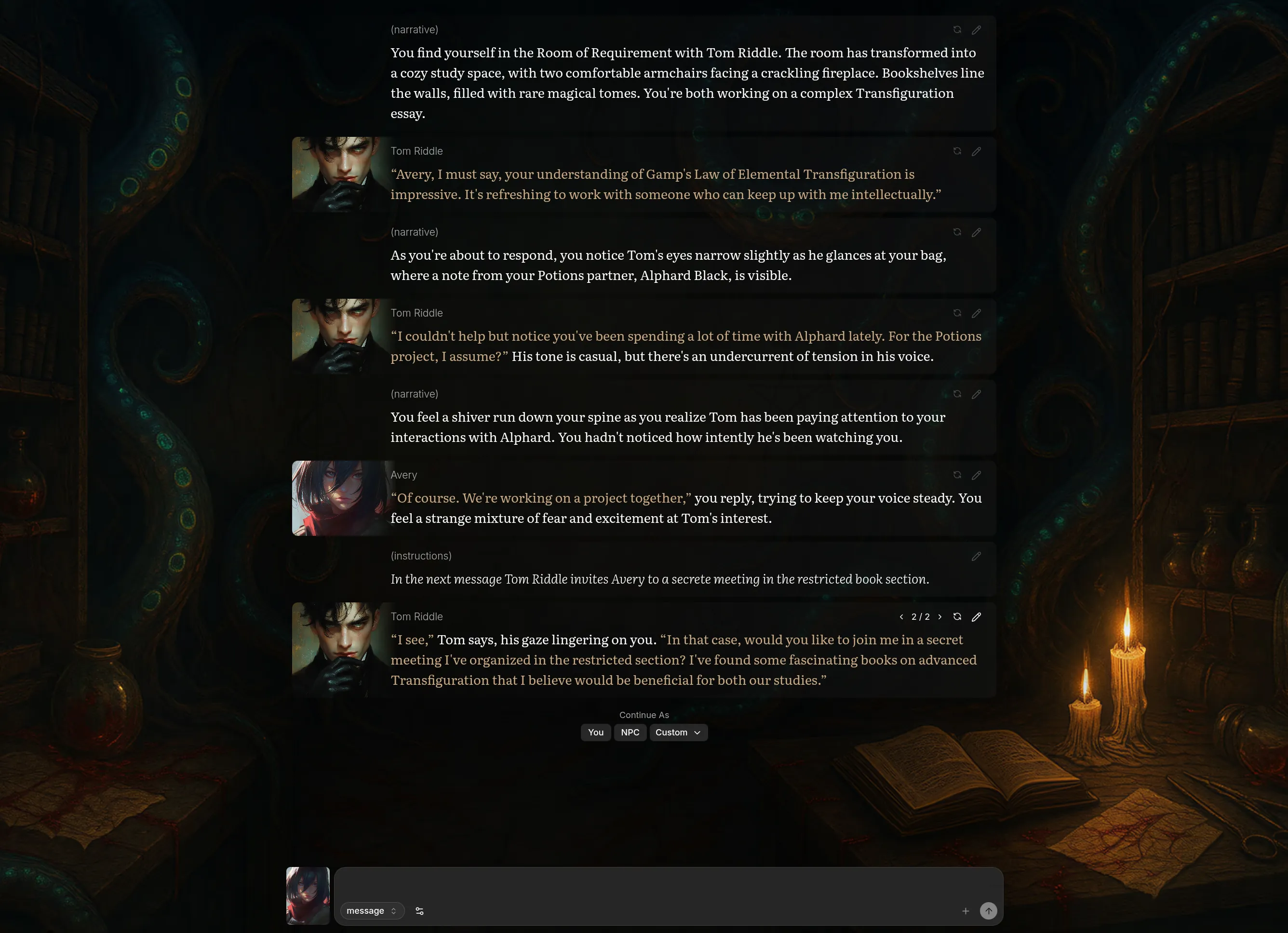 DreamGen V2 Role-Play Interface Example